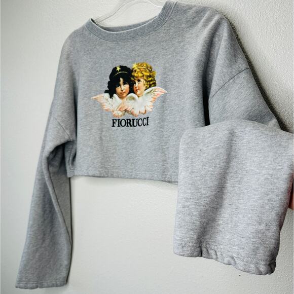 Fiorucci Angels Gray Cropped Sweater XL,EUC - Picture 4 of 14